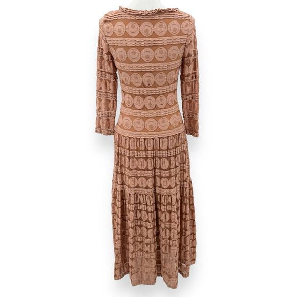 Sundance Women's Grace In Lace Midi Dress Small Orange Romantic Boho - Picture 7 of 14
